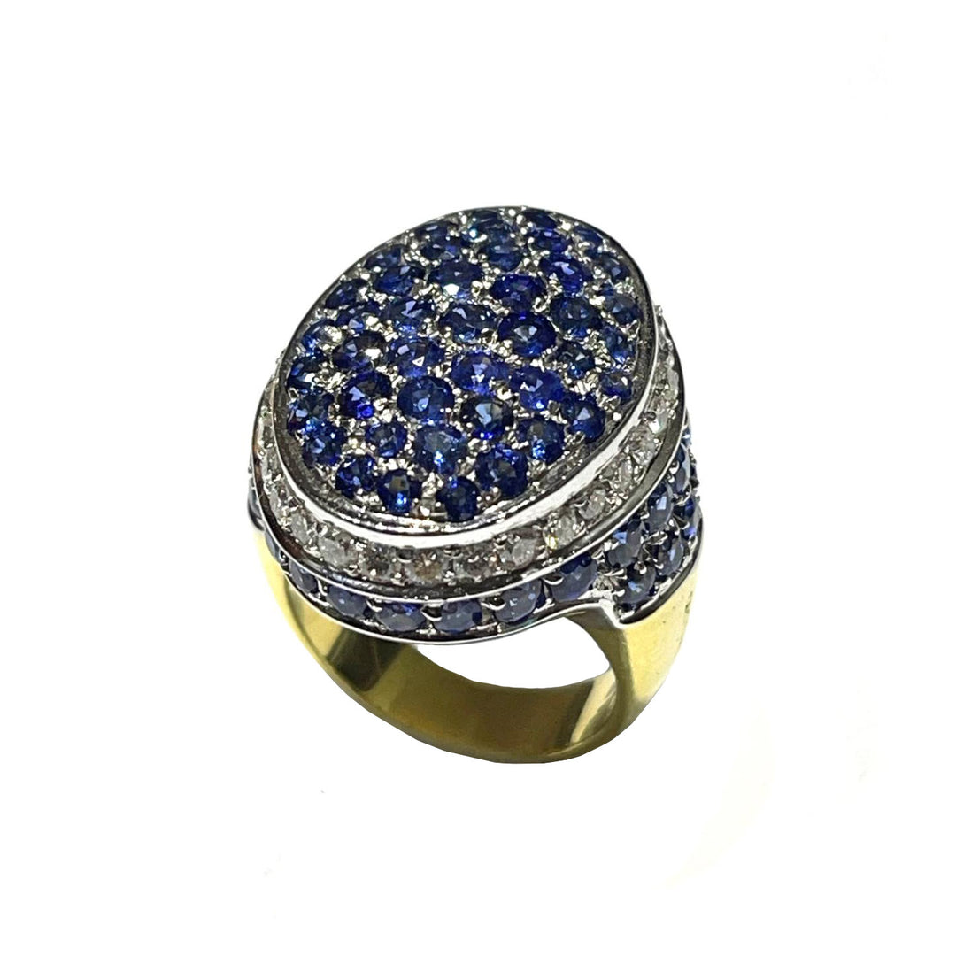 GoldTrend ring 18kt gold diamond sapphires 0056AG