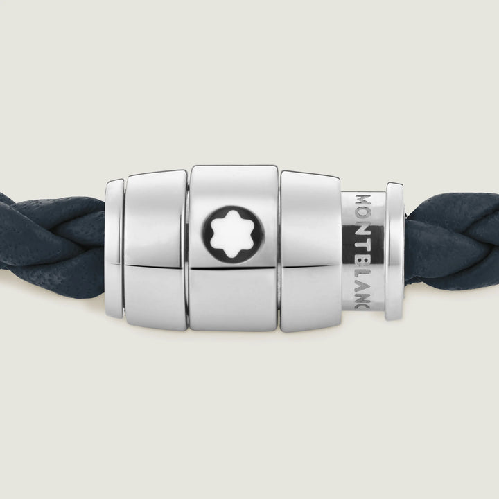 Montblanc 3-rings stålarmband och Meisterstück läder Air Force blå storlek L 13601468