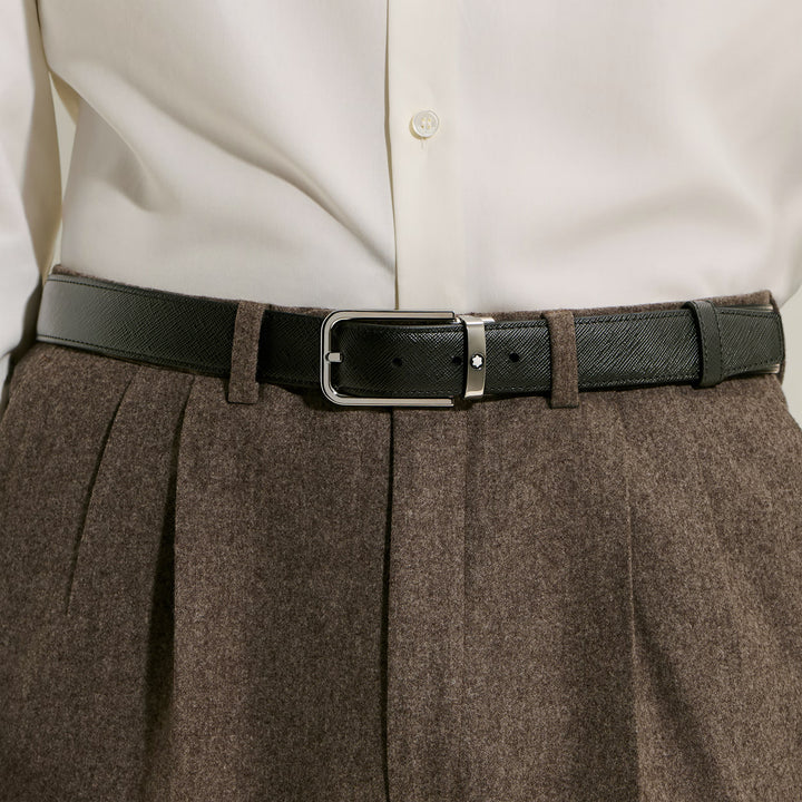 Montblanc reversible belt 30 mm black/ebony Sartorial leather rectangular buckle 223413