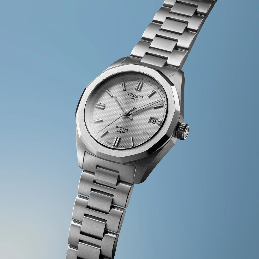 Tissot PRC 100 Solar 39mm sølvkvartsstål T151.822.11.031.00
