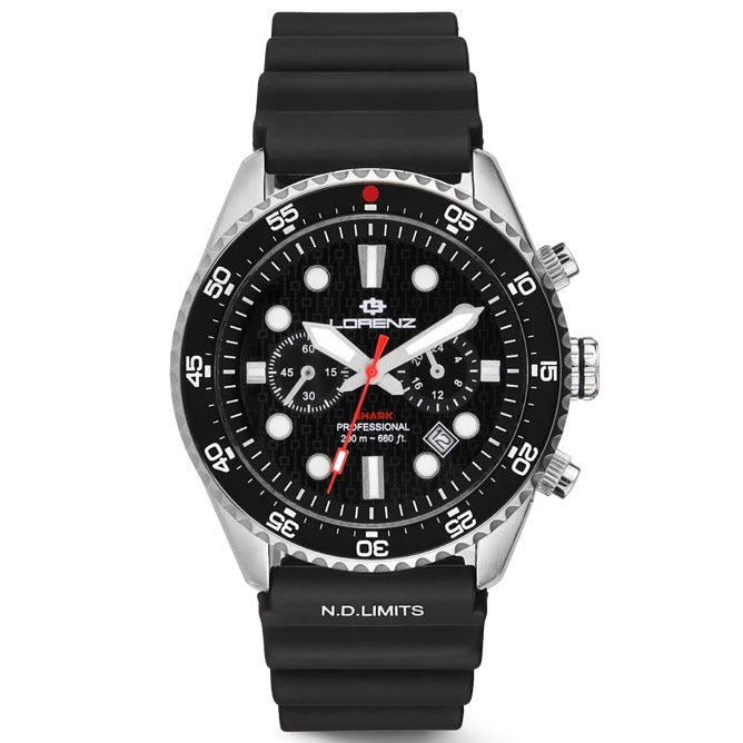 Lorenz Shark 5 Chrono 42 mm schwarze Quarzstahluhr 030285AA