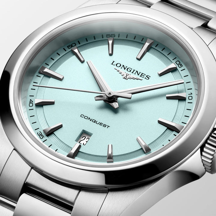 Longines Conquest ur 30 mm mintblåt kvartsstål L3.350.4.92.6