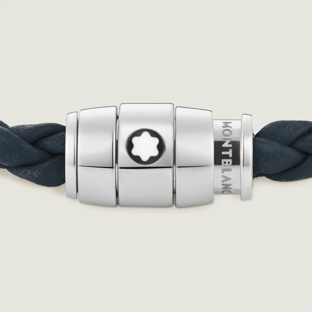 Montblanc 3-Ring-Stahlarmband und Meisterstück-Leder Air Force Blue Größe M 13601363