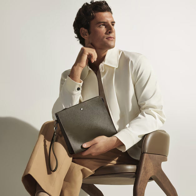 Montblanc Sartorial Kaki læder clutch taske 221566