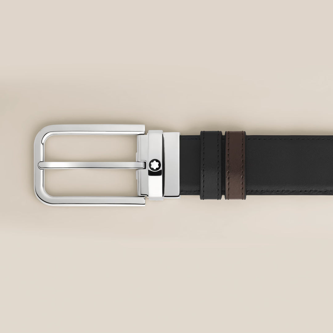 Montblanc vendbart bælte 35 mm læder Meisterstück rektangulært spænde 223407