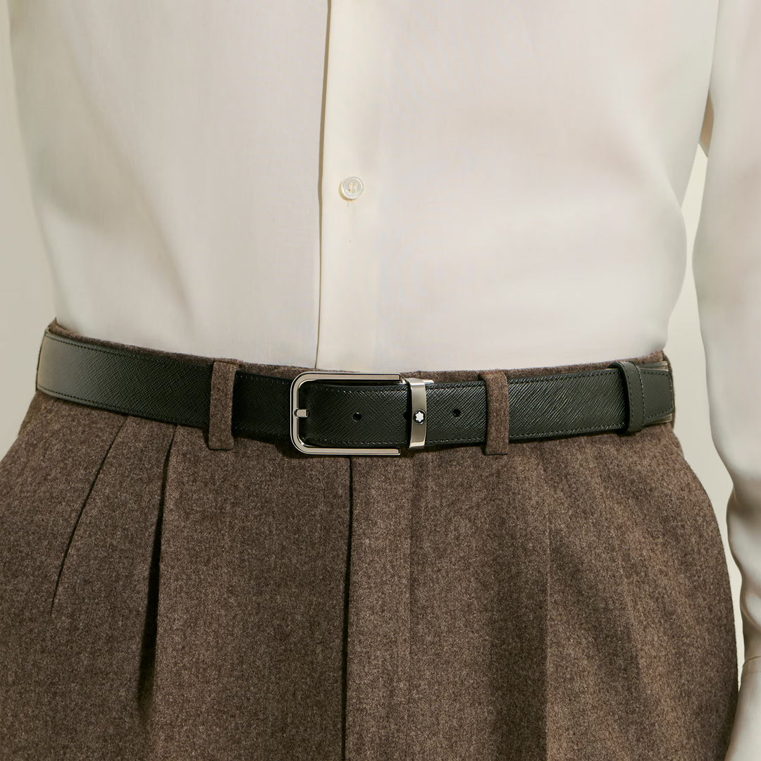 Montblanc vendbart bælte 30 mm Sartorial læder rektangulært spænde 223409