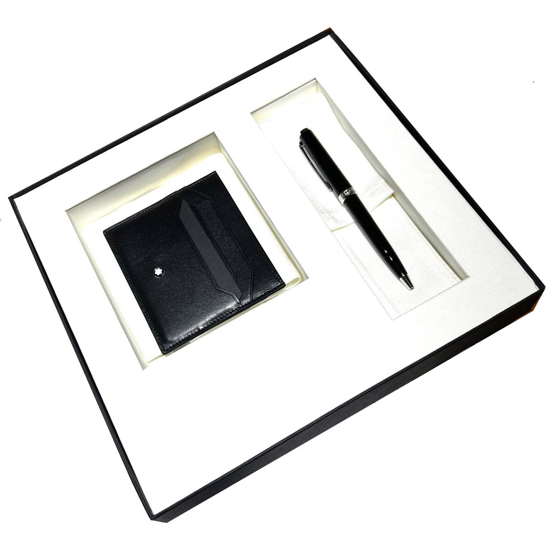 Montblanc sæt Pix kugle- og kreditkortholder 6cc Meisterstuck sort 137793