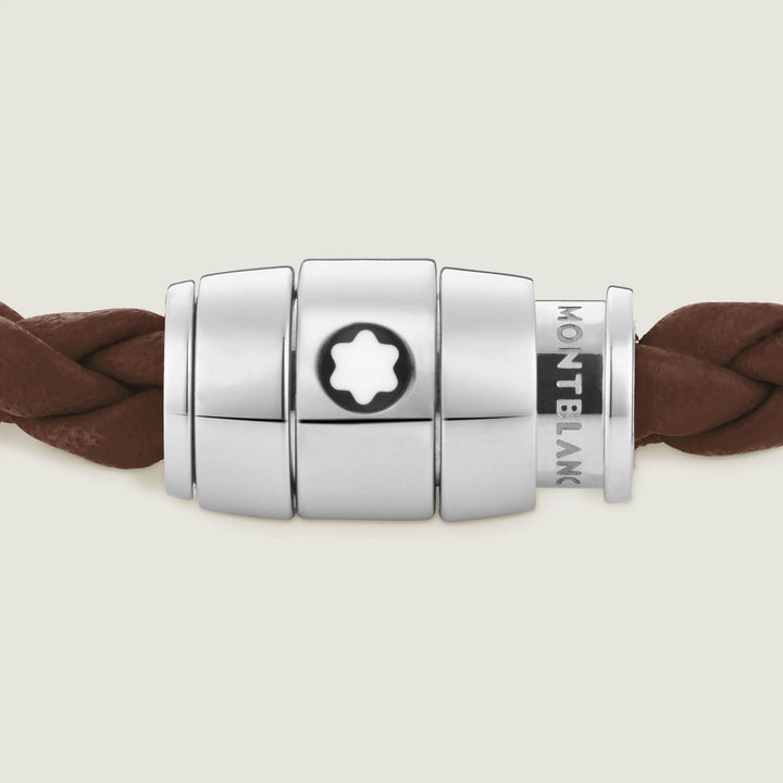 Montblanc 3-rings stålarmband och Meisterstück Brown Fawn läder storlek M 13600163
