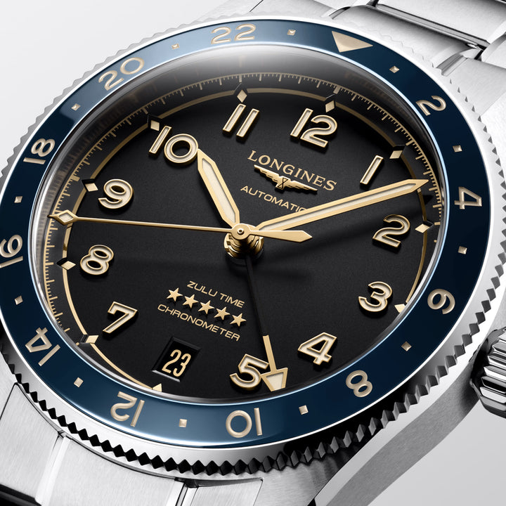 Longines watch Spirit Zulu Time 39mm anthracite automatic steel L3.802.4.60.6