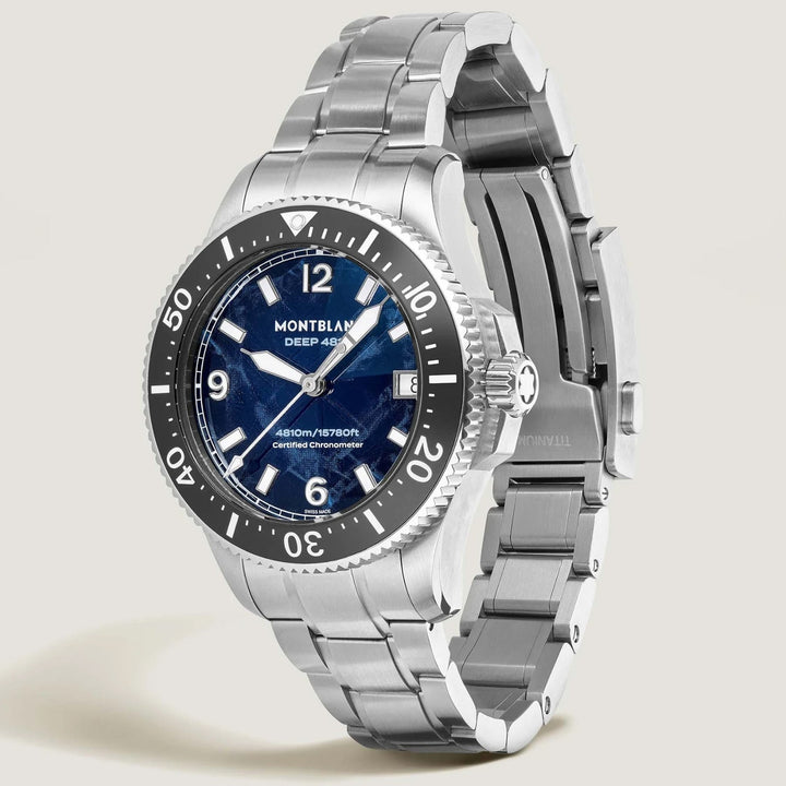 Montblanc ur Iced Sea 0 Oxygen Deep 4810 43mm blå automatisk titanium 135634