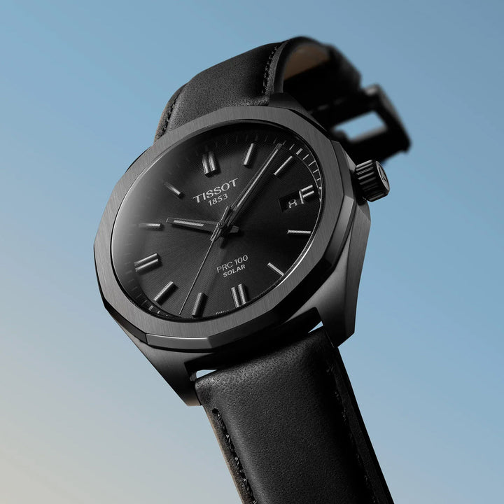 Tissot PRC 100 Solar 39mm sort kvartsstål sort PVD finish T151.422.36.051.00