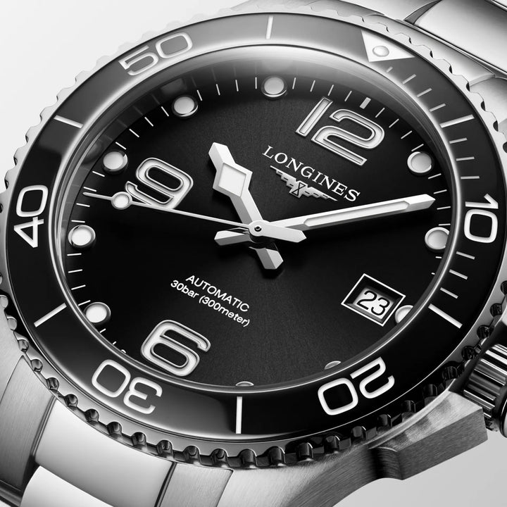 Longines Hydroconquest 39mm sort automatisk stålur