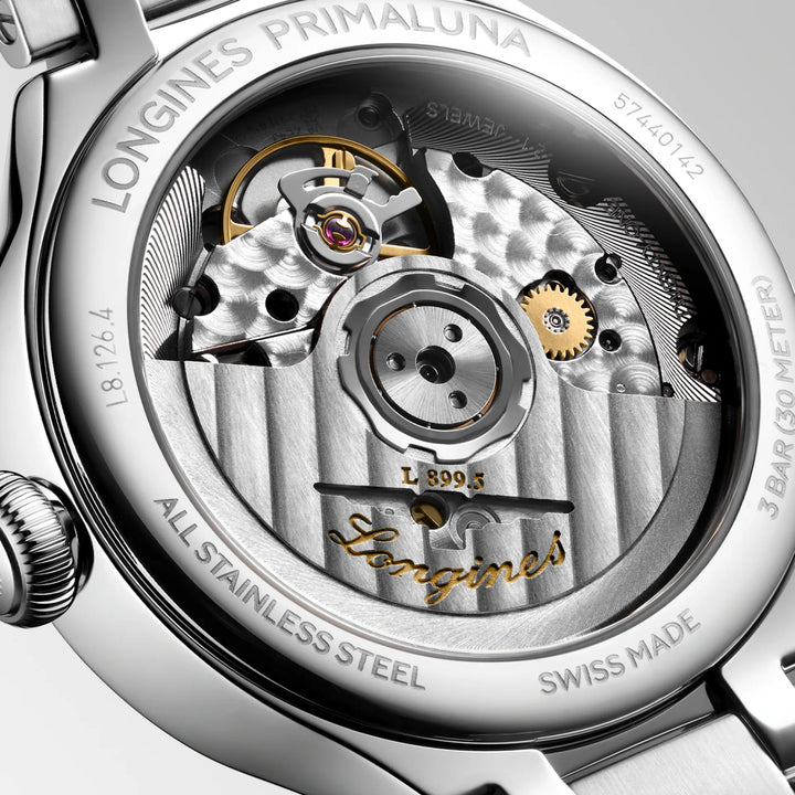 Longines Primaluna Moonphase ur 34mm sølv automatisk stål L8.126.4.71.6