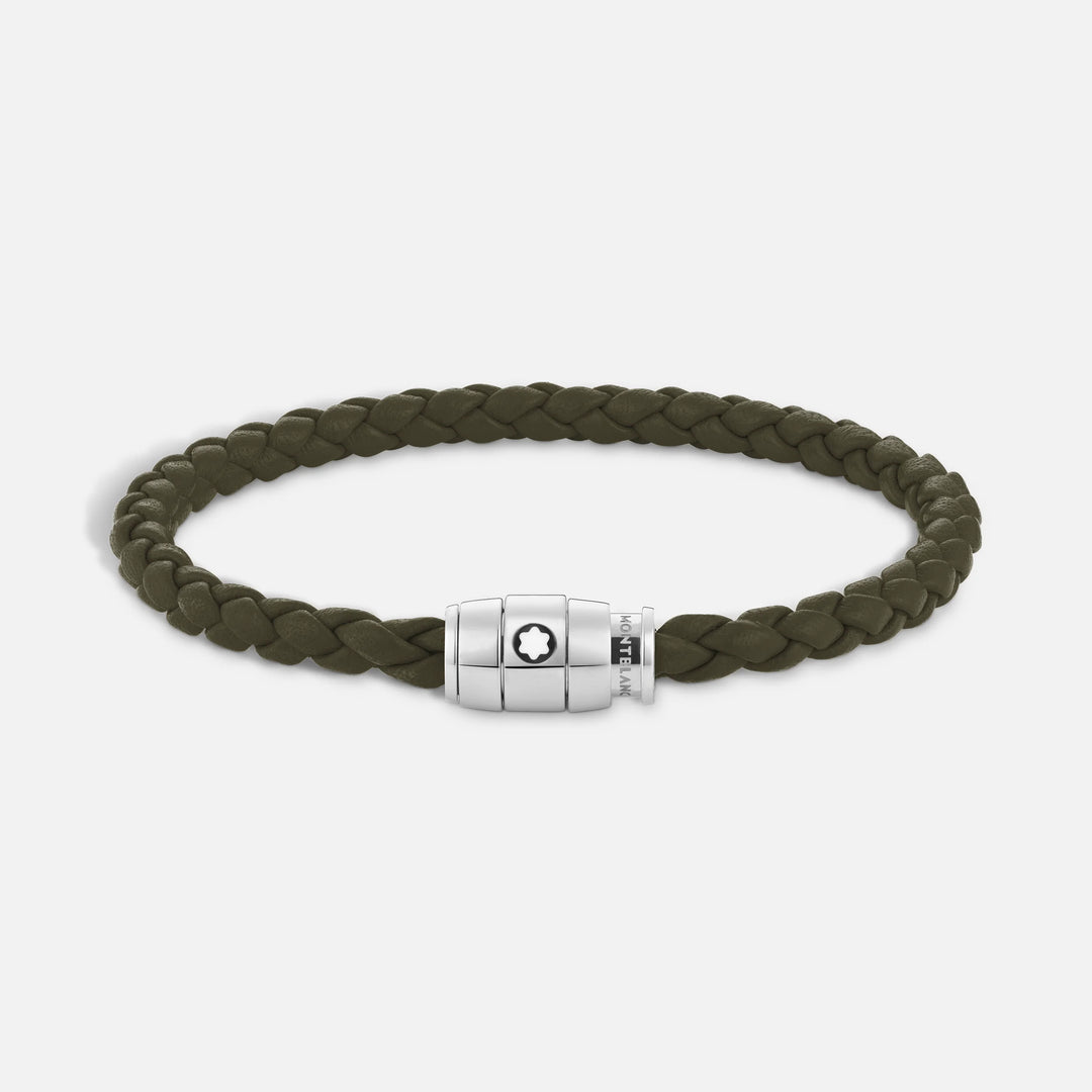 Montblanc 3-rings stålarmbånd og Meisterstück Kaki læder størrelse L 13600568