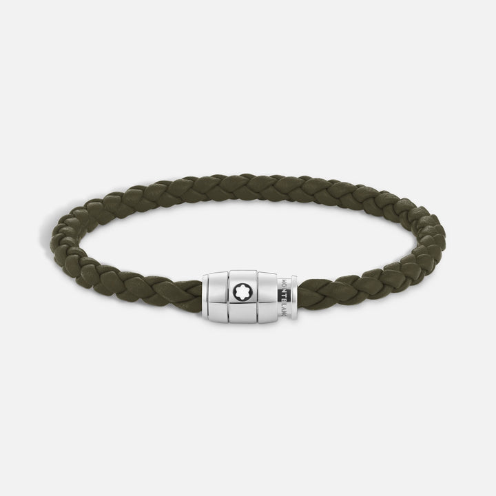 Montblanc 3-rings stålarmbånd og Meisterstück Kaki læder størrelse L 13600568