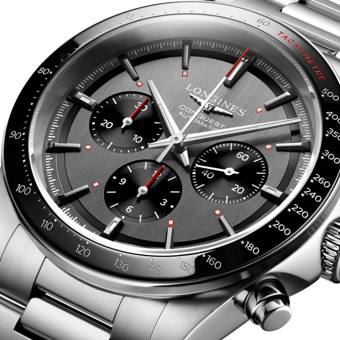 Longines Conquest Chrono Ski Edition 42mm Automatisk grå stål L3.836.4.52.9