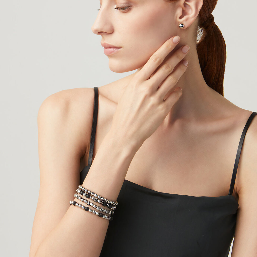 Giovanni Raspini Black Berries Armbånd 925 Lava Stone 10490