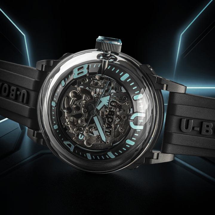 U-BOAT ur U-65 44mm turkis automatisk stål sort PVD finish 3348