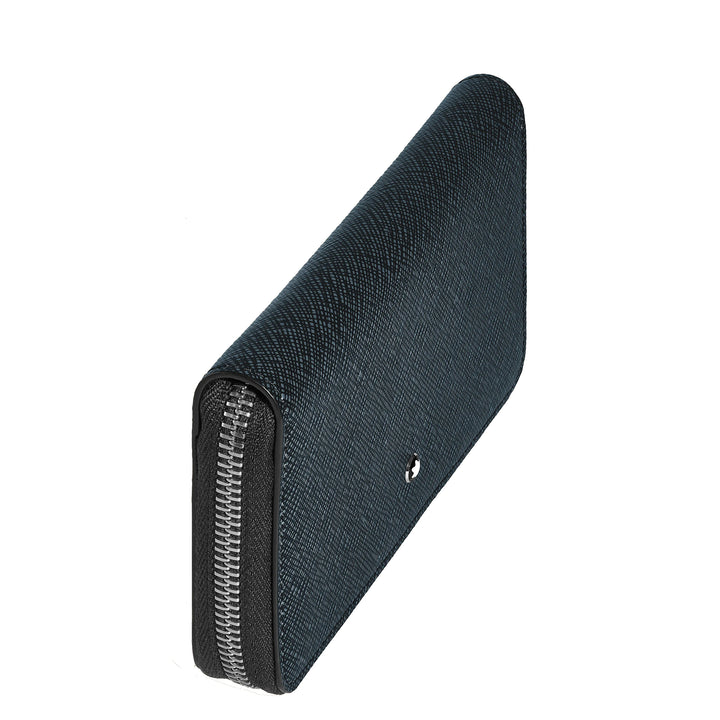 Montblanc pung 12 rum med lynlås medium Sartorial blå tweed 220362