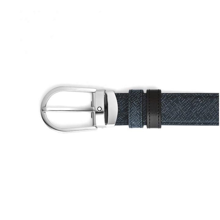 Montblanc vendbart bælte Tweed blå / sort 220965