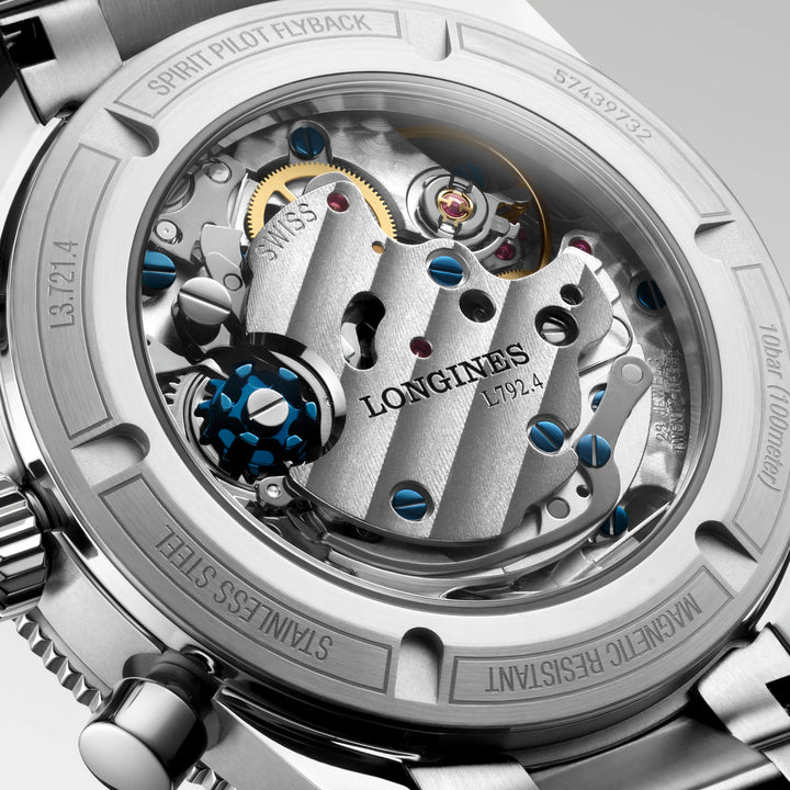 Longines ur Spirit Pilot Flyback 72.6 39.5mm sort manuelt stål L3.721.4.53.6