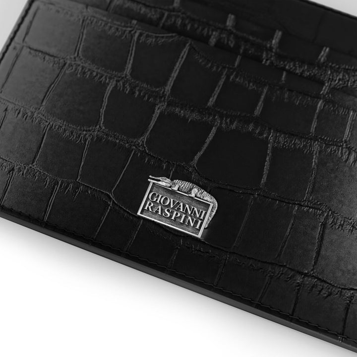Giovanni Raspini card holder 4 compartments black croco leather 925 silver L0022