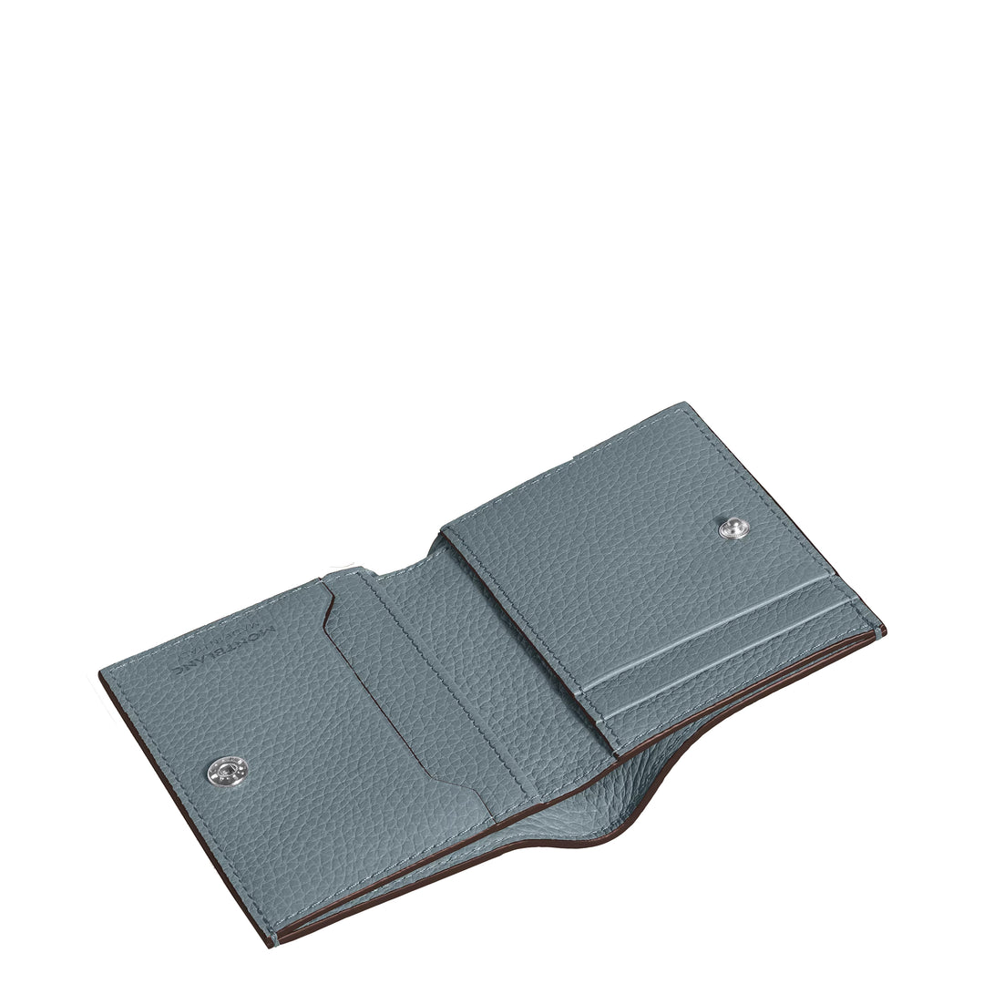 Montblanc Mini-Geldbörse mit 4 Taschen, genarbtes Leder in Eisblau, 222997