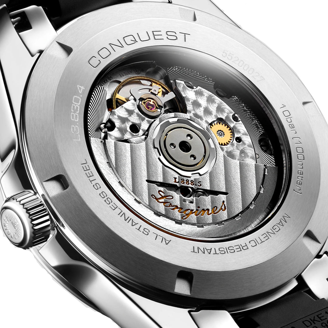 Longines Conquest 41mm black automatic steel watch L3.830.4.52.9