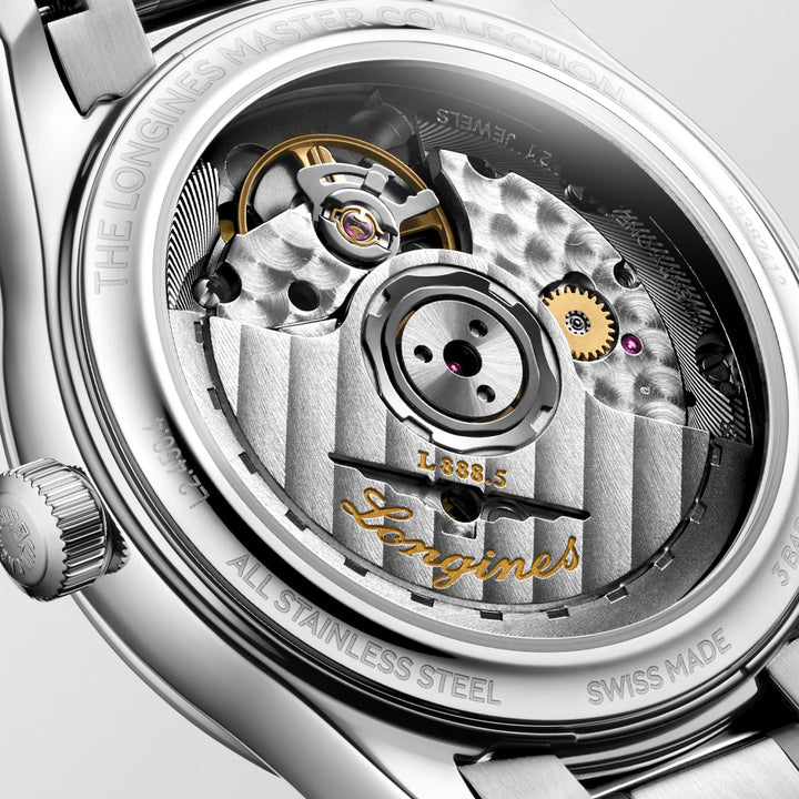 Longines Master Collection klocka 34mm pärlemor diamanter automatisk stål L2.450.4.87.6