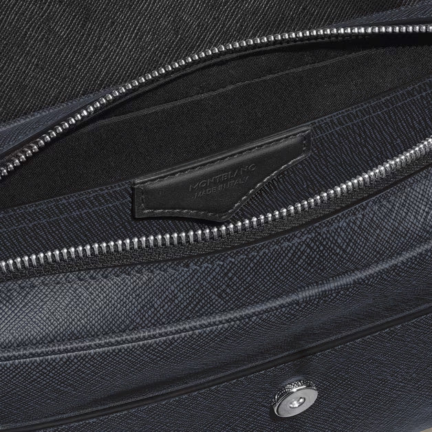 Montblanc blaue Tweed Sartorial Leder-Umhängetasche 220423