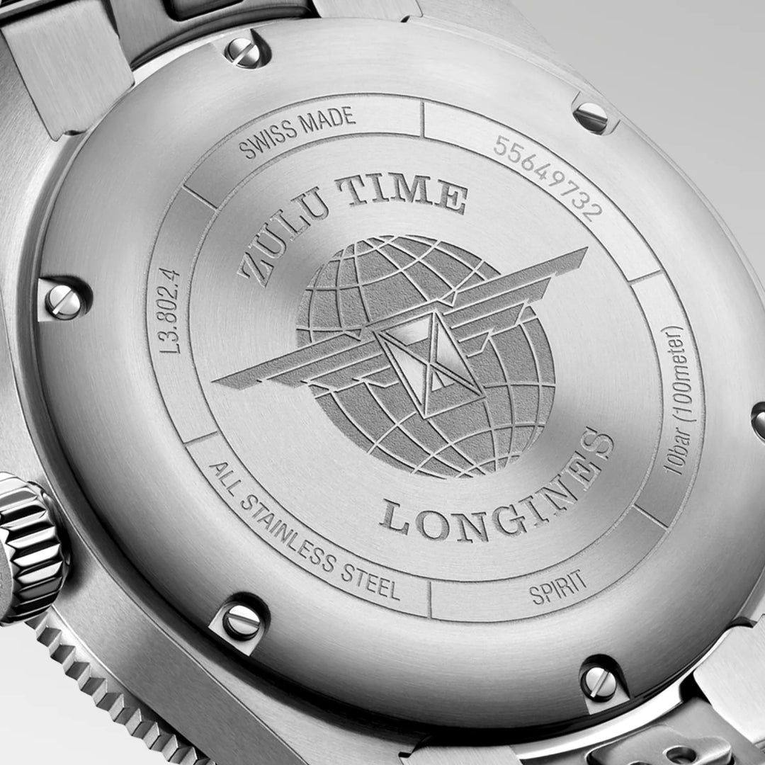 Longines watch Spirit Zulu Time 39mm anthracite automatic steel L3.802.4.63.6