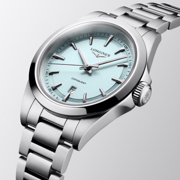 Longines Conquest ur 30 mm mintblåt kvartsstål L3.350.4.92.6