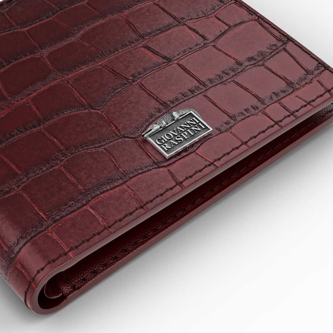 Giovanni Raspini bordeaux kroko læder pung 925 sølv L0031