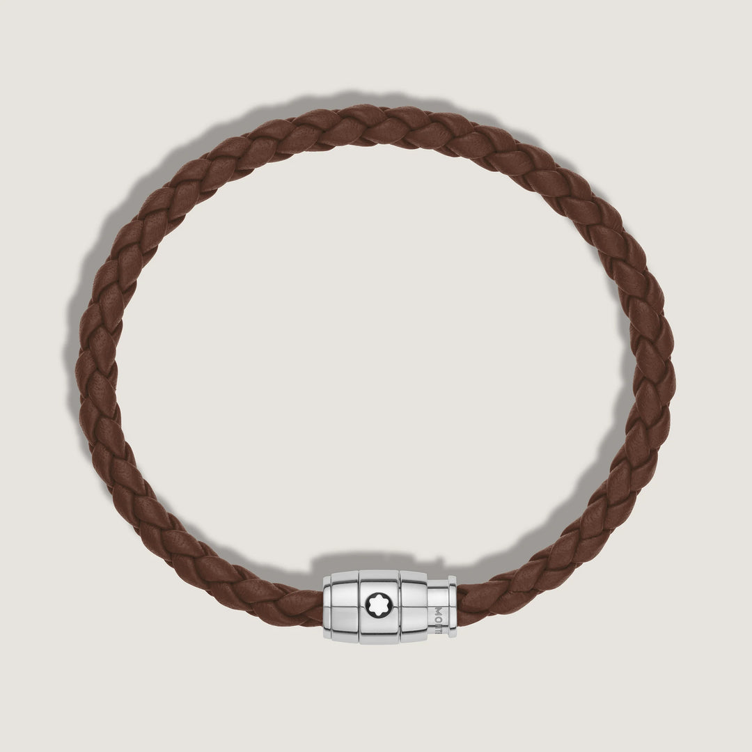 Montblanc 3-rings stålarmband och Meisterstück Brown Fawn läder storlek M 13600163