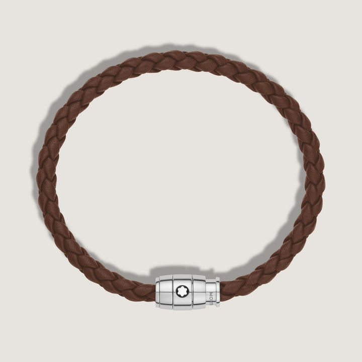 Montblanc 3-rings stålarmband och Meisterstück Brown Fawn läder storlek M 13600163