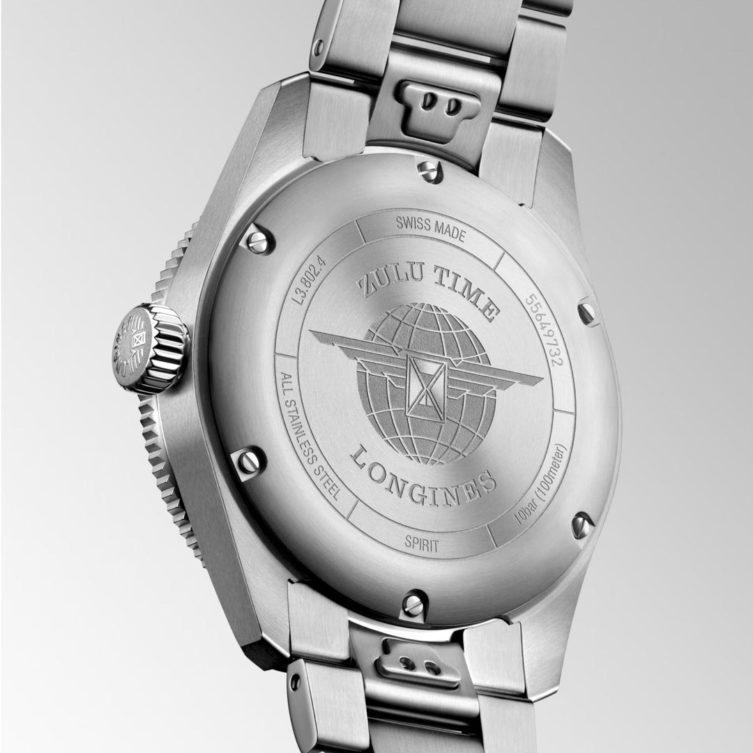 Longines ur Spirit Zulu Time 39mm sort automatisk stål L3.802.4.50.6