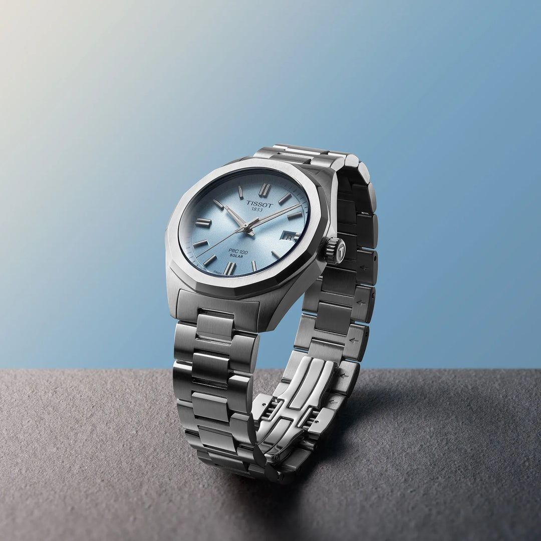 Tissot PRC 100 Solar 39 mm hellblauer Quarzstahl T151.822.11.351.00