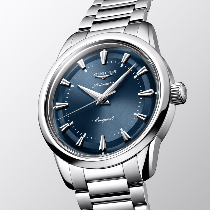 Longines Conquest Heritage 38 mm blå automatisk stålur L1.649.4.92.6