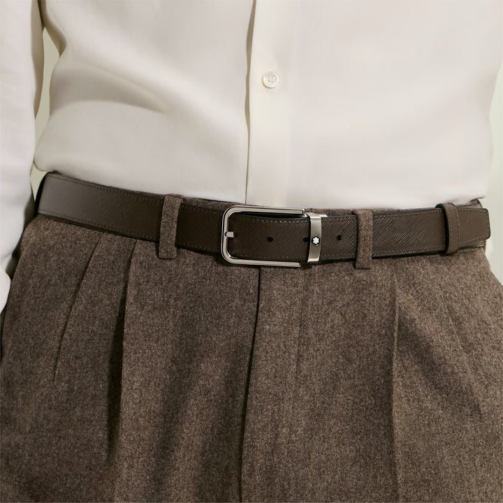 Montblanc reversible belt 30 mm black/ebony Sartorial leather rectangular buckle 223413