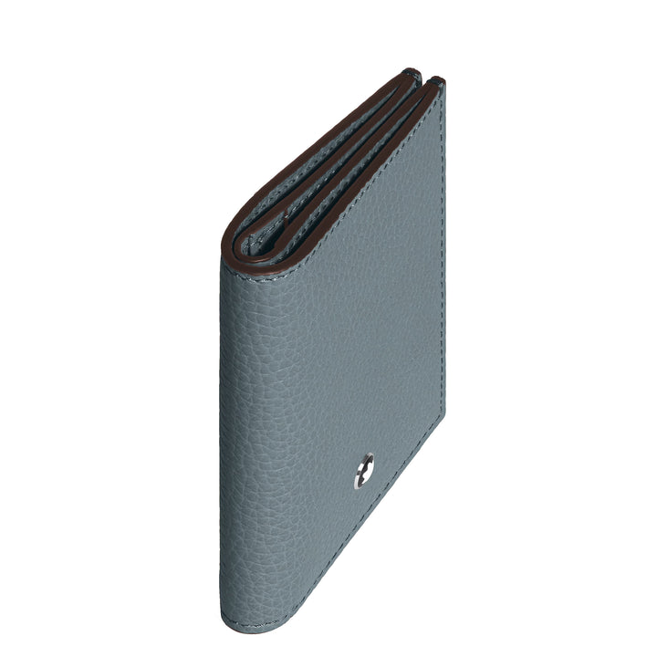 Montblanc Mini-Geldbörse mit 4 Taschen, genarbtes Leder in Eisblau, 222997