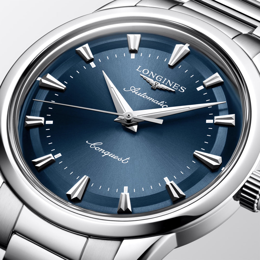 Longines Heritage 40mm blå stål automatisk ur L1.650.4.92.6