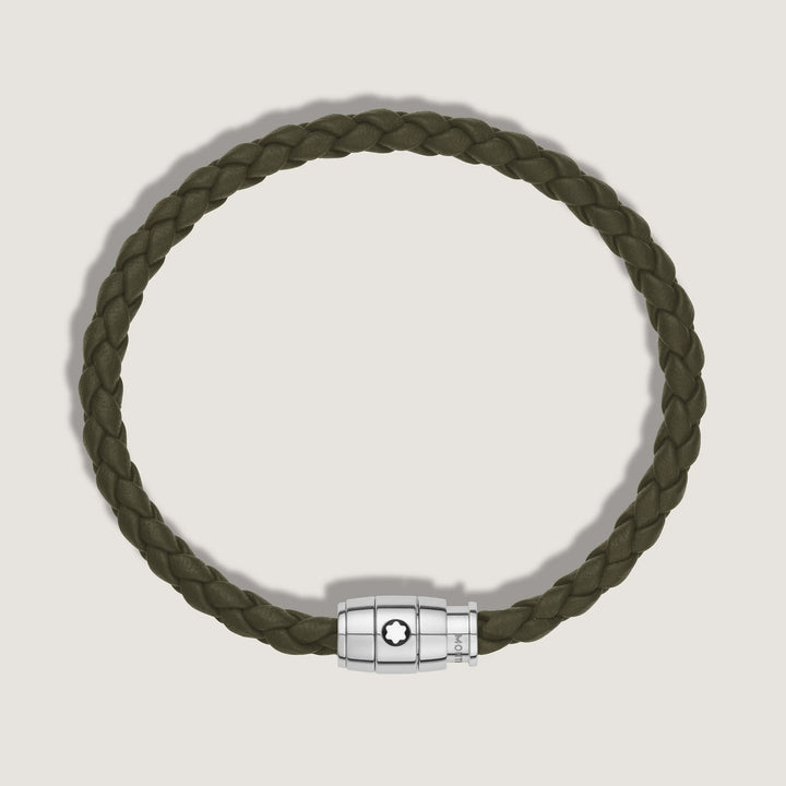 Montblanc 3-rings stålarmband och Meisterstück Kaki läder storlek M 13600463