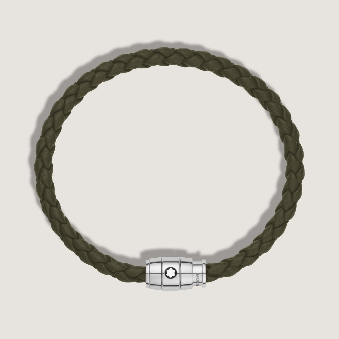 Montblanc 3-rings stålarmband och Meisterstück Kaki läder storlek S 13600360