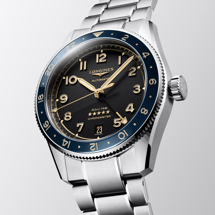 Longines watch Spirit Zulu Time 39mm anthracite automatic steel L3.802.4.60.6