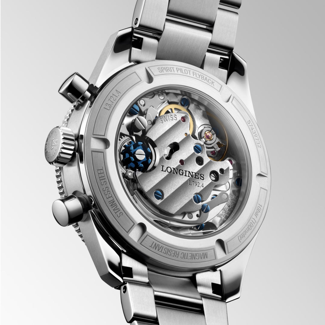 Longines ur Spirit Pilot Flyback 72.6 39.5mm sort manuelt stål L3.721.4.53.6