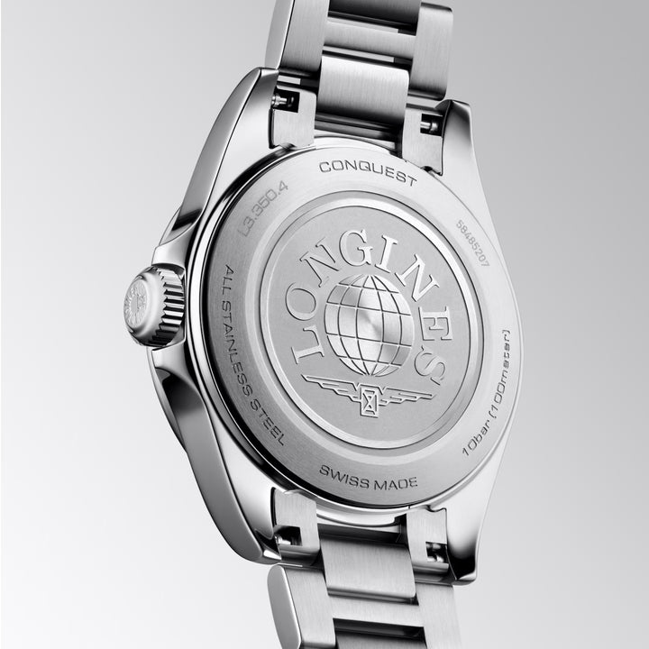 Longines Conquest ur 30 mm perlemor diamanter kvartsstål L3.350.4.87.6