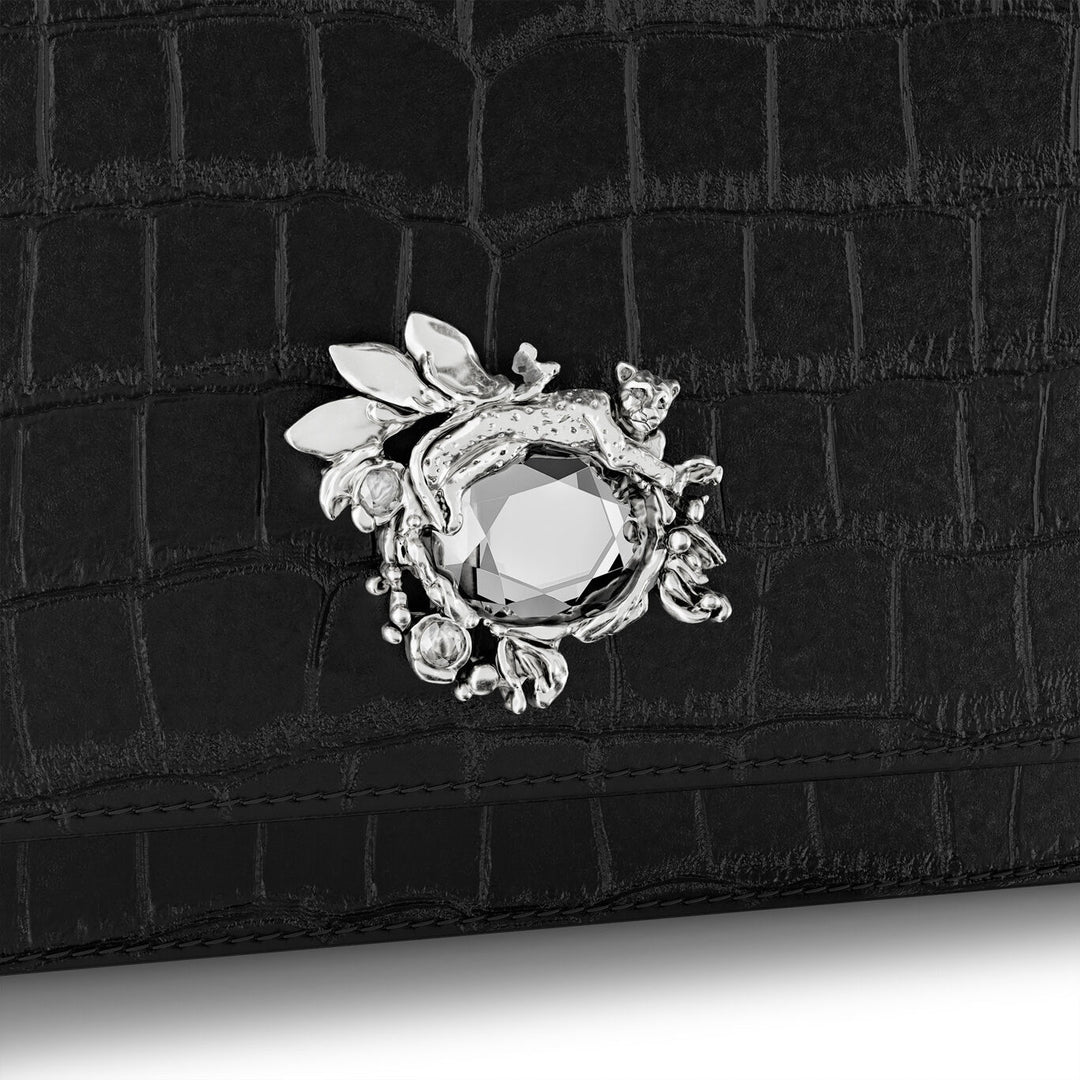 Giovanni Raspini jungle clutch bag croco leather black bronzewhite L0027