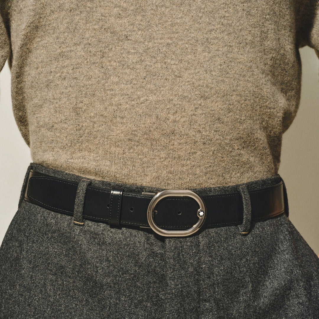 Montblanc vendbart bælte Tweed blå / sort 220965