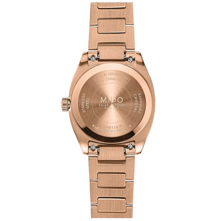 Mido Multifort TV 28mm brunt kvartsstål roséguld PVD-finish M049.110.33.296.00