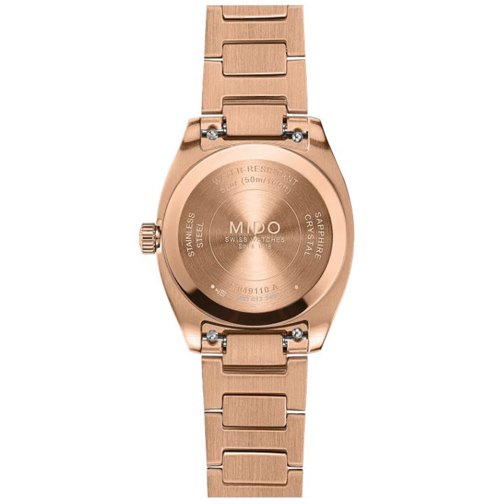 Mido Multifort TV 28mm brunt kvartsstål roséguld PVD-finish M049.110.33.296.00